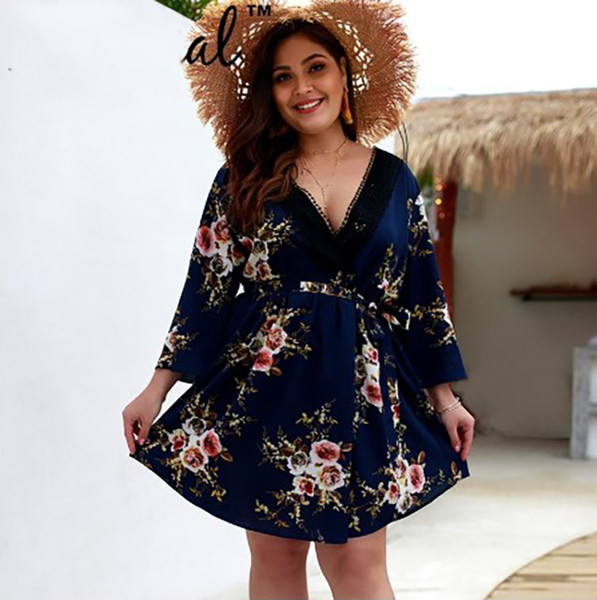 Rochie de dama cu decolteu adanc si marimi pana la 4XL in mai multe culori