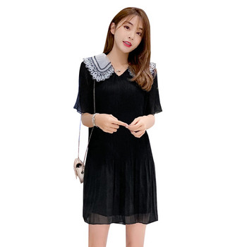 Rochie modernă de damă, neagră, cu mâneci scurte