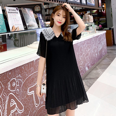 Rochie modernă de damă, neagră, cu mâneci scurte