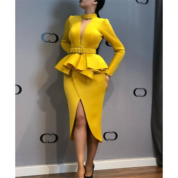 Modern női hosszú ruha, három színben hasítékkal