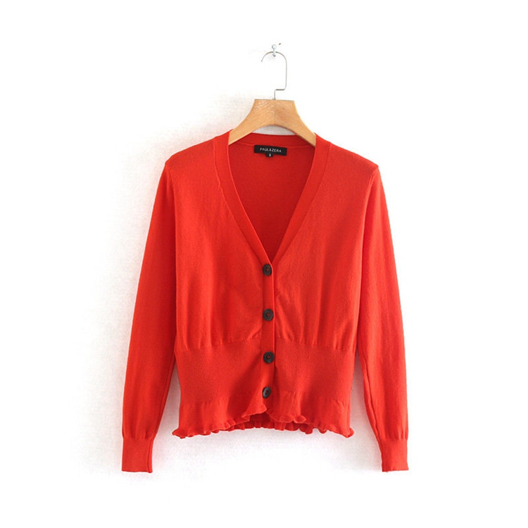 Vékony kötésből készült női kardigán - piros és zöld