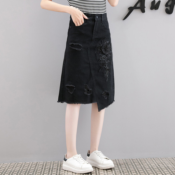 Fusta de dama moderna in doua culori cu elemente 3D