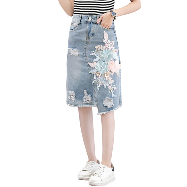 Fusta de dama moderna in doua culori cu elemente 3D