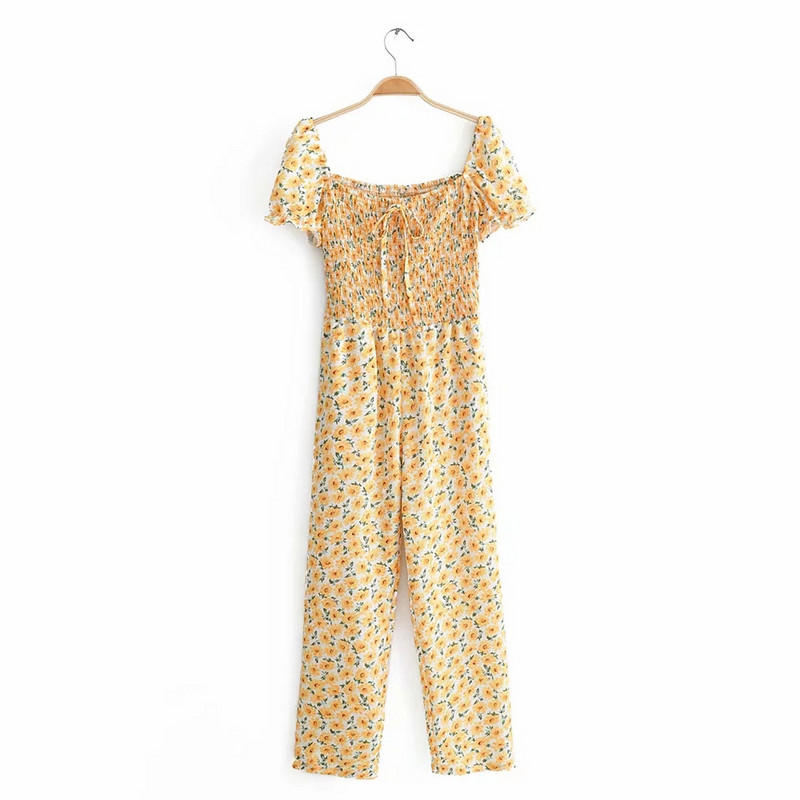 Rövid ujjú, színes mintás női overall