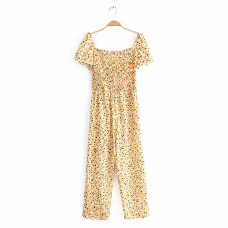 Rövid ujjú, színes mintás női overall