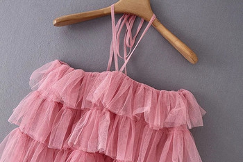 Tüll elemes női ruha rózsaszín színben