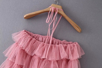 Tüll elemes női ruha rózsaszín színben