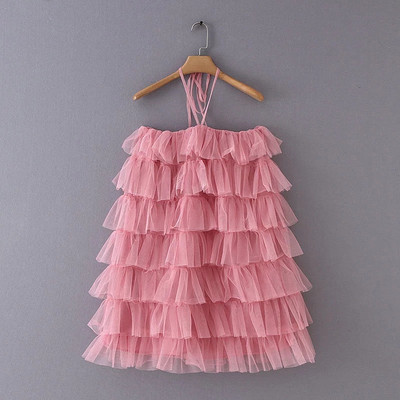 Tüll elemes női ruha rózsaszín színben