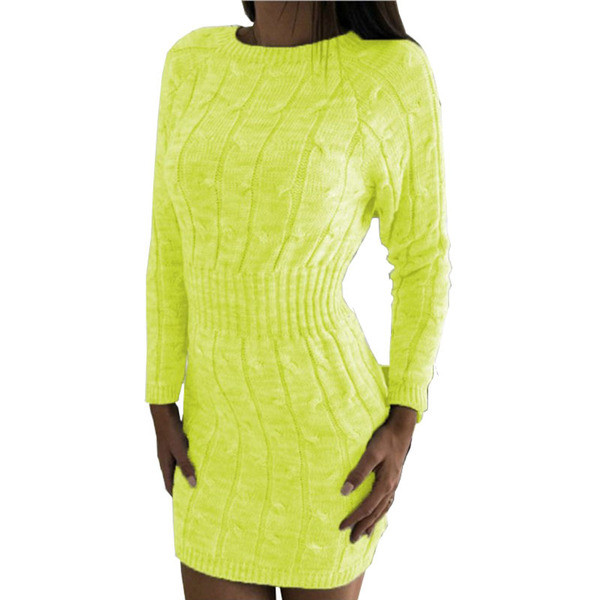 Rochie de dama tricotata cu maneci lungi in diferite culori