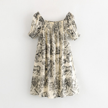 Rochie scurta de dama cu model alb si colorat