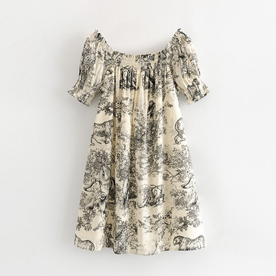 Rochie scurta de dama cu model alb si colorat