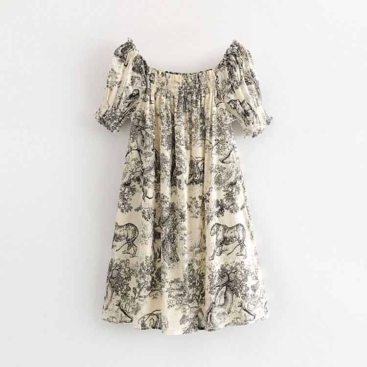 Rochie scurta de dama cu model alb si colorat