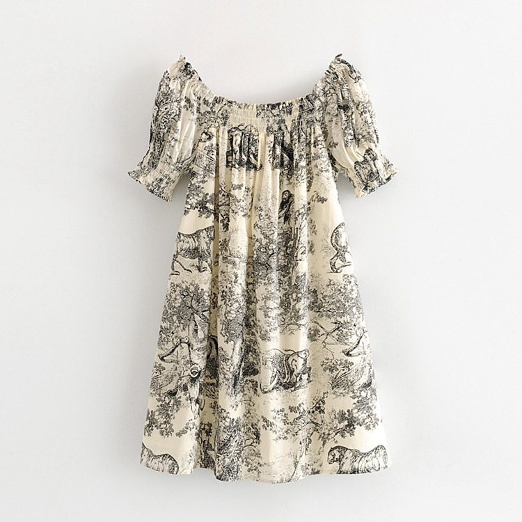 Rochie scurta de dama cu model alb si colorat