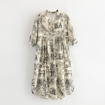 Rochie de dama cu decolteu in V si maneci 3/4