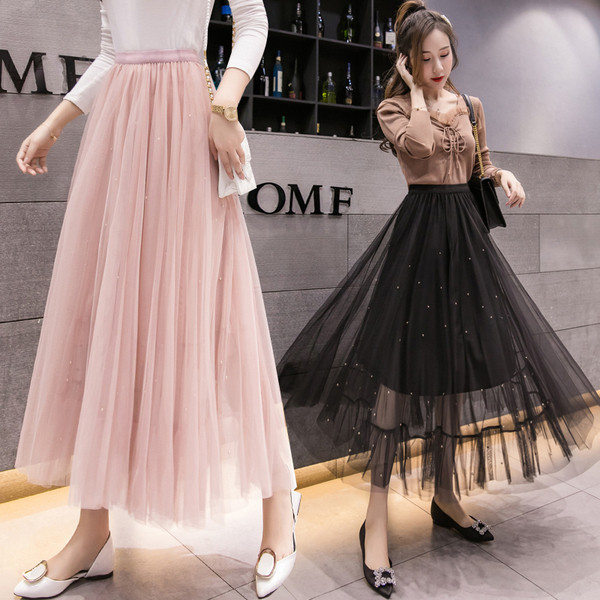 Modern női szoknya három színben tüll és kövekkel