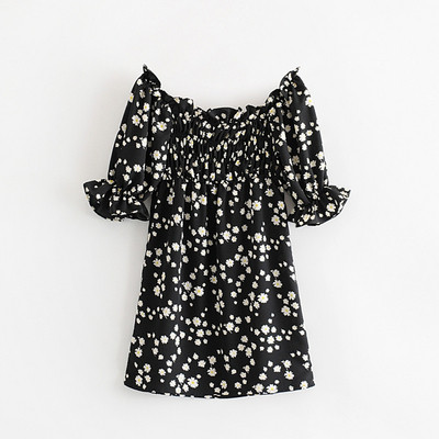 Női rövid ruha csupasz váll és 3/4 ujjú