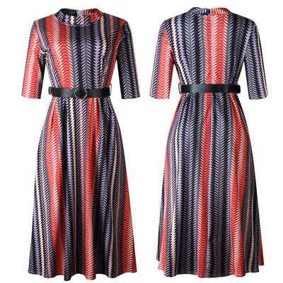 Rochie lungă de damă modernă, cu mâneci lungi și decolteu O