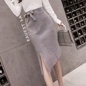 Fusta de dama eleganta in patru culori cu panglica