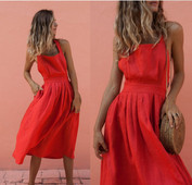 Rochie casual de dama cu decolteu patrat si bretele in mai multe culori