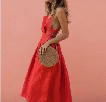 Rochie casual de dama cu decolteu patrat si bretele in mai multe culori