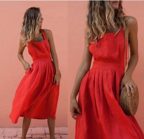 Rochie casual de dama cu decolteu patrat si bretele in mai multe culori