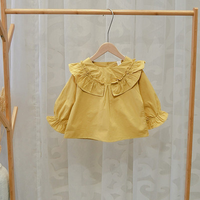 Cămașă actuală pentru copii pentru fete în alb și galben