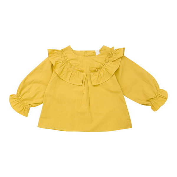 Cămașă actuală pentru copii pentru fete în alb și galben