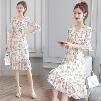 Rochie moderna de dama cu model floral in mai multe culori