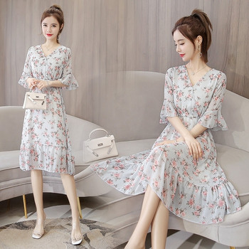 Rochie moderna de dama cu model floral in mai multe culori