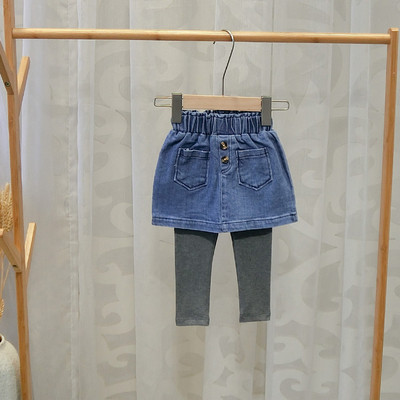 Fusta-pantaloni copii model nou pentru fete in albastru si negru