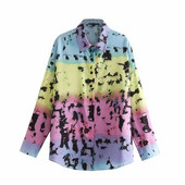 Cămașă de damă cu mâneci lungi și aplicație colorată