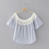 Bluza de dama cu element - dantela de culoare albastra