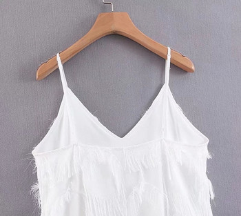 Stílusos női ruha vékony fehér pántokkal