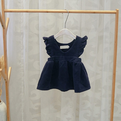 Rochie pentru copii model nou albastru si maro pentru fete