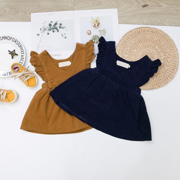 Rochie pentru copii model nou albastru si maro pentru fete