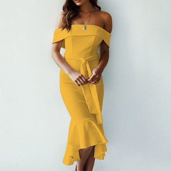 Rochie moderna de dama cu maneci cazute si cravate in mai multe culori