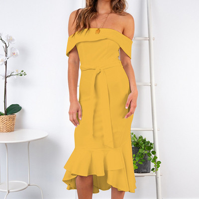 Rochie moderna de dama cu maneci cazute si cravate in mai multe culori