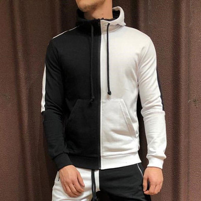 Hanorac casual barbatesc cu gluga si fermoar in diferite culori