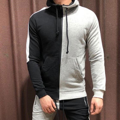 Hanorac casual barbatesc cu gluga si fermoar in diferite culori