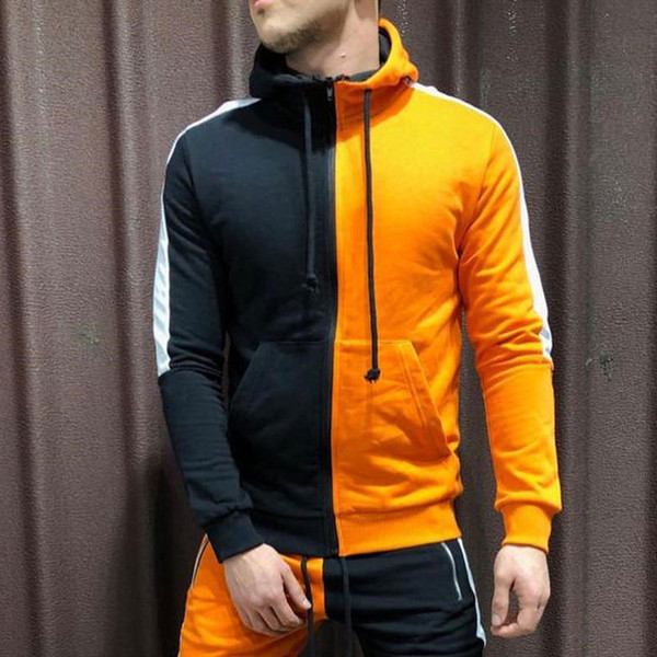 Hanorac casual barbatesc cu gluga si fermoar in diferite culori