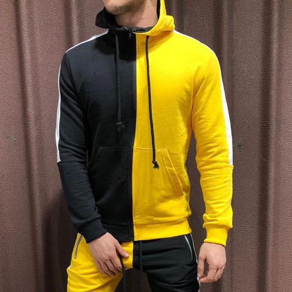 Hanorac casual barbatesc cu gluga si fermoar in diferite culori