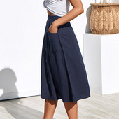 Fusta casual dama cu talie inalta si nasturi in mai multe culori