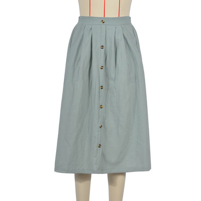 Fusta casual dama cu talie inalta si nasturi in mai multe culori