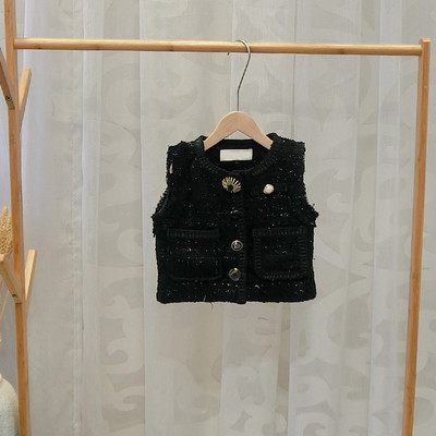 Vesta moderna pentru copii model nou pentru baieti alb-negru