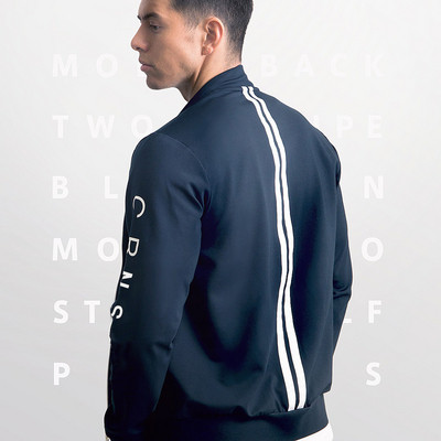 Őszi férfi kabát O-alakú gallérral, fekete és kék színben