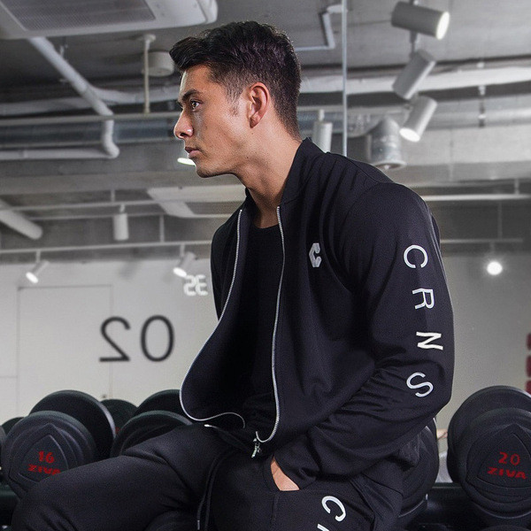 Őszi férfi kabát O-alakú gallérral, fekete és kék színben