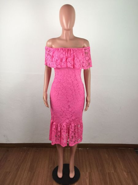 Rochie de dama eleganta din dantela cu maneci cazute in trei culori
