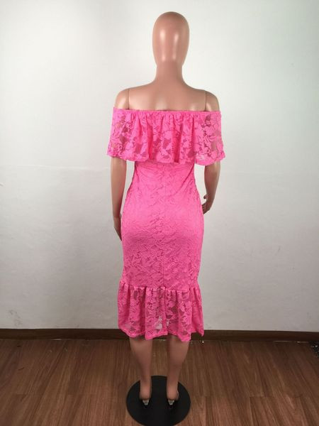 Rochie de dama eleganta din dantela cu maneci cazute in trei culori