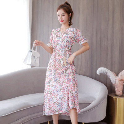 Rochie moderna de dama cu model floral in doua culori