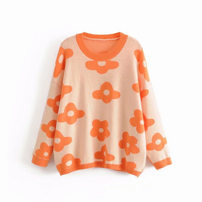 Pulover de dama in trei culori cu aplicatie - floare